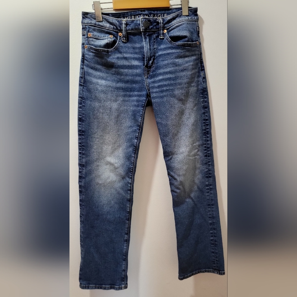 American Eagle Outfitters Women's Blue Straight Leg Jeans